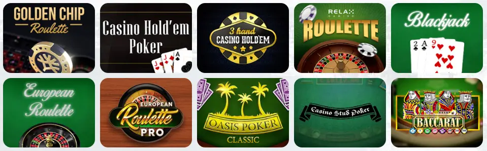 Juegos de mesa en Mr Fortune Casino